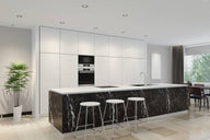 Nero Marquina marmer steenlook interieurfolie toegepast in interieur
