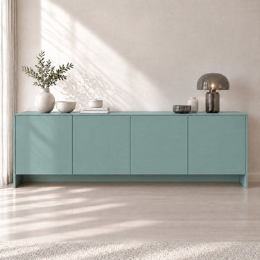 Celadon matte interieurfolie op dressoir in woonkamer